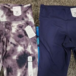 2 New Xersion Linear Tie-Dye and Navy Leggings